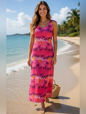 Y2K HAWAIIAN POOL SIDE DRESS perfect bathing suit cover Barbie Core Pink like …